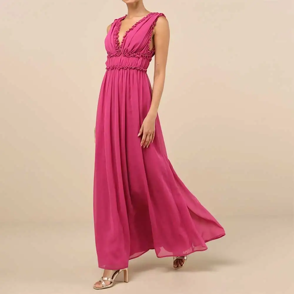 

Сексуальное плиссированное вечернее платье без рукавов с v-образным вырезом и рюшами, женские вечерние платья, платья для выпускного вечера, платья подружки невесты, коктейльные платья