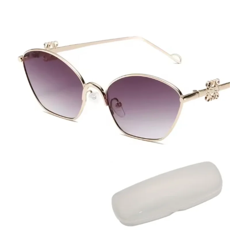 2025 Lunettes de soleil élégantes et premium pour femme pour la protection solaire - Monture en métal doré avec lentille dégradée