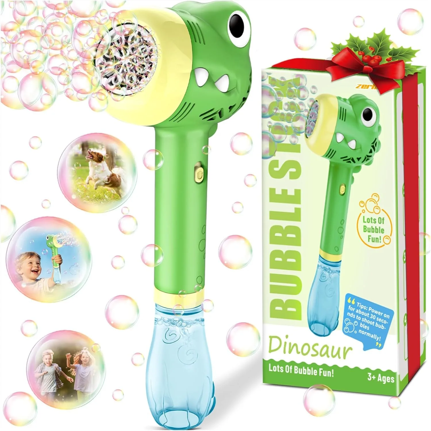 Dinosaur Bubble Wand Toy for Kids: Automatic Bubble Maker with Fun Dino Design, Outdoor Garden Party Play