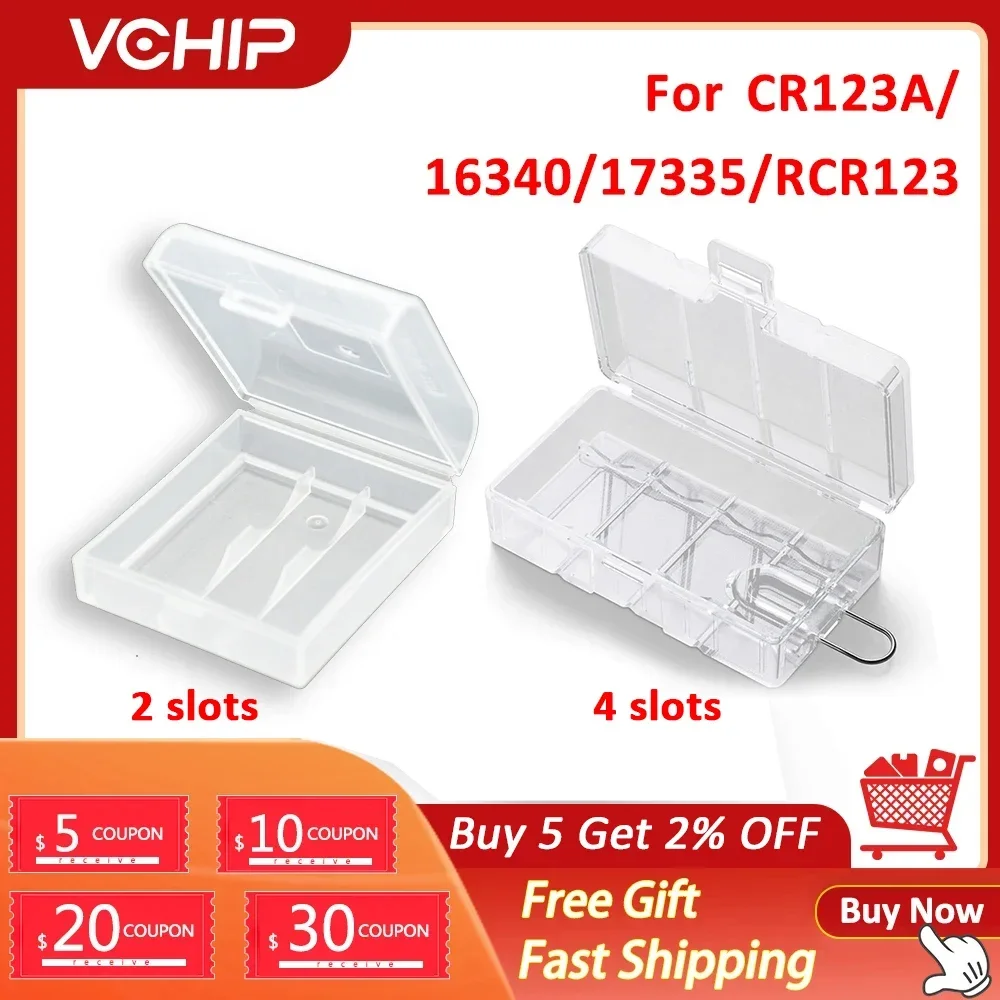 

2 Slots CR123 16340 Battery Storage Boxes Transparent Hard Plastic For 16340 CR123A CR2 Battery Holder Container Box