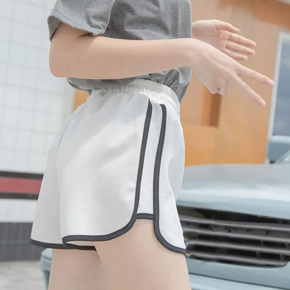 

Solid Color Shorts Comfortable Women's Elastic Waistband Casual Shorts Drawstring Breathable Women Shorts