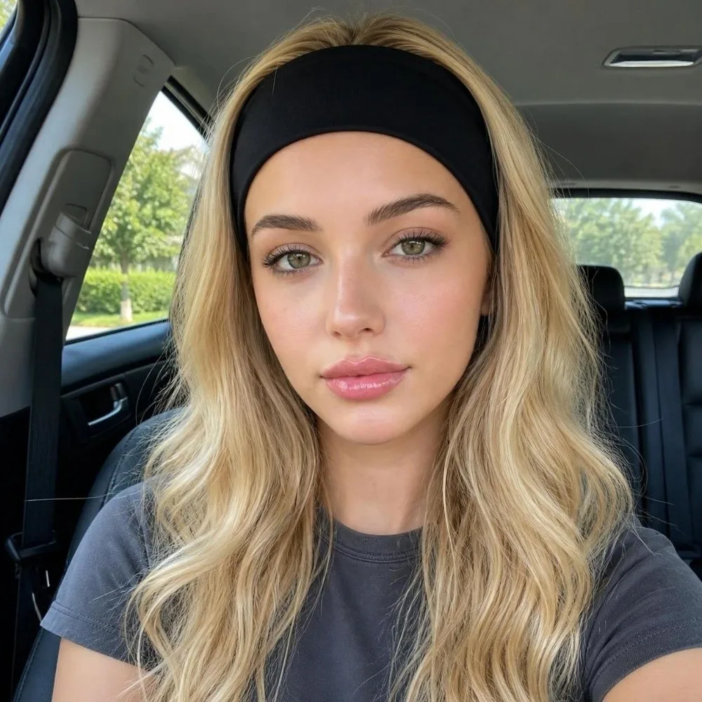 Solid Color Sports Headbands Hair Fixing Hole Non-Slip Grip Yoga Headbands Moisture Wicking Wide Width Run Bandanas