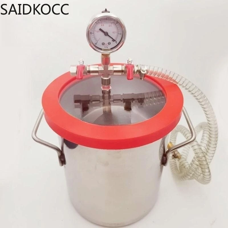 

2 Gallon 8L Stainless Steel Vacuum Degassing Chamber Vacuum Defoaming Barrel For Silicone Resin AB Adhesive 20x24CM Acrylic Lid