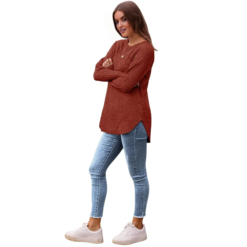 

ABP-Long Sleeve Shirts For Women Tunic Tops For Women Loose Fit Dressy Crew Neck Pullover Basic Sweaters For Women