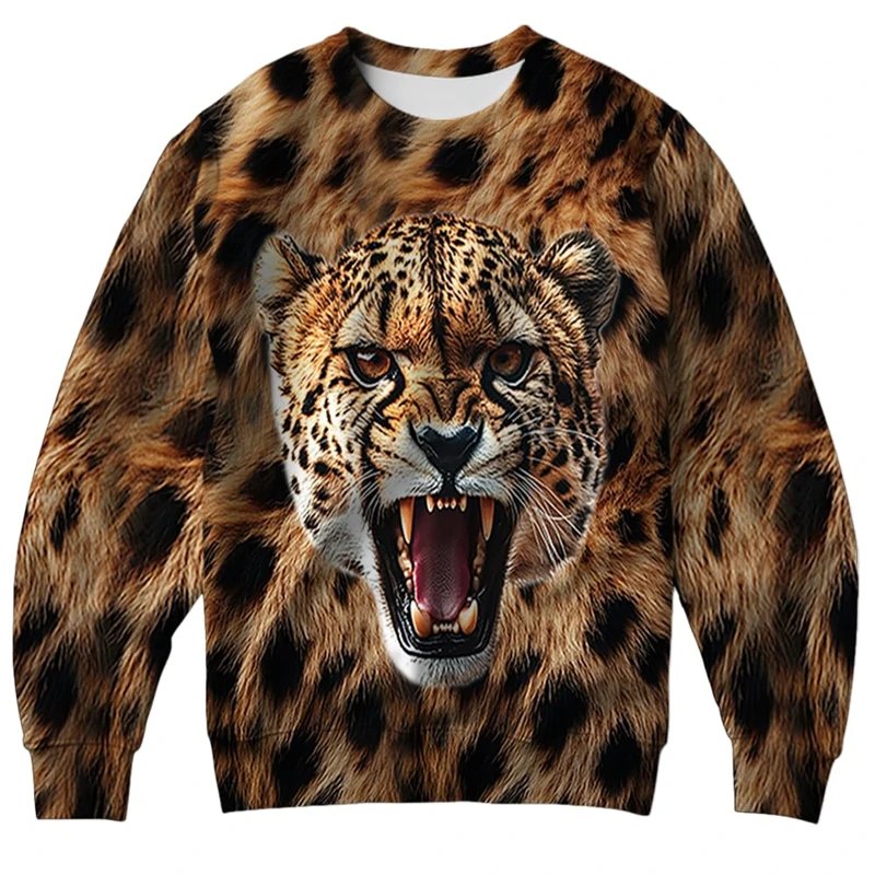 Vintage Cheetah Graphic Sweatshirts Cheetah's Womens Mens Crewneck Long Sleeve Pullovers Leopard Print Unisex Sweater Y2k Tops