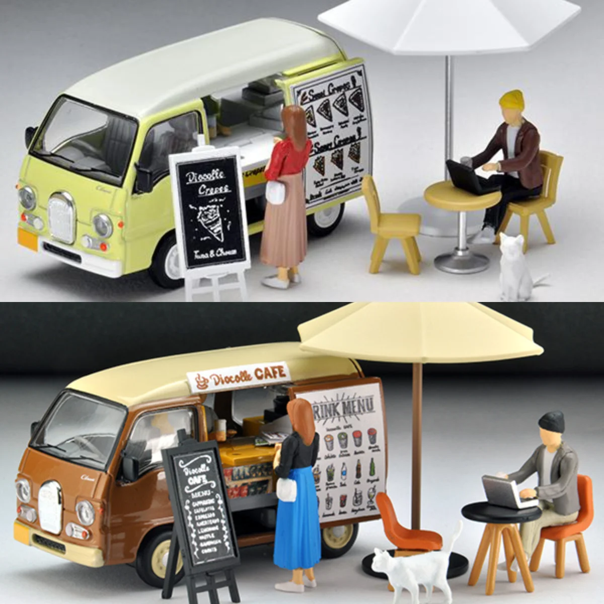 Tomytec Tomica TLV Car Snap 15A Crepe Shop 07A Cafe Scene Suit Limited Edition Simulation Alloy Static Car Model Toy Gift