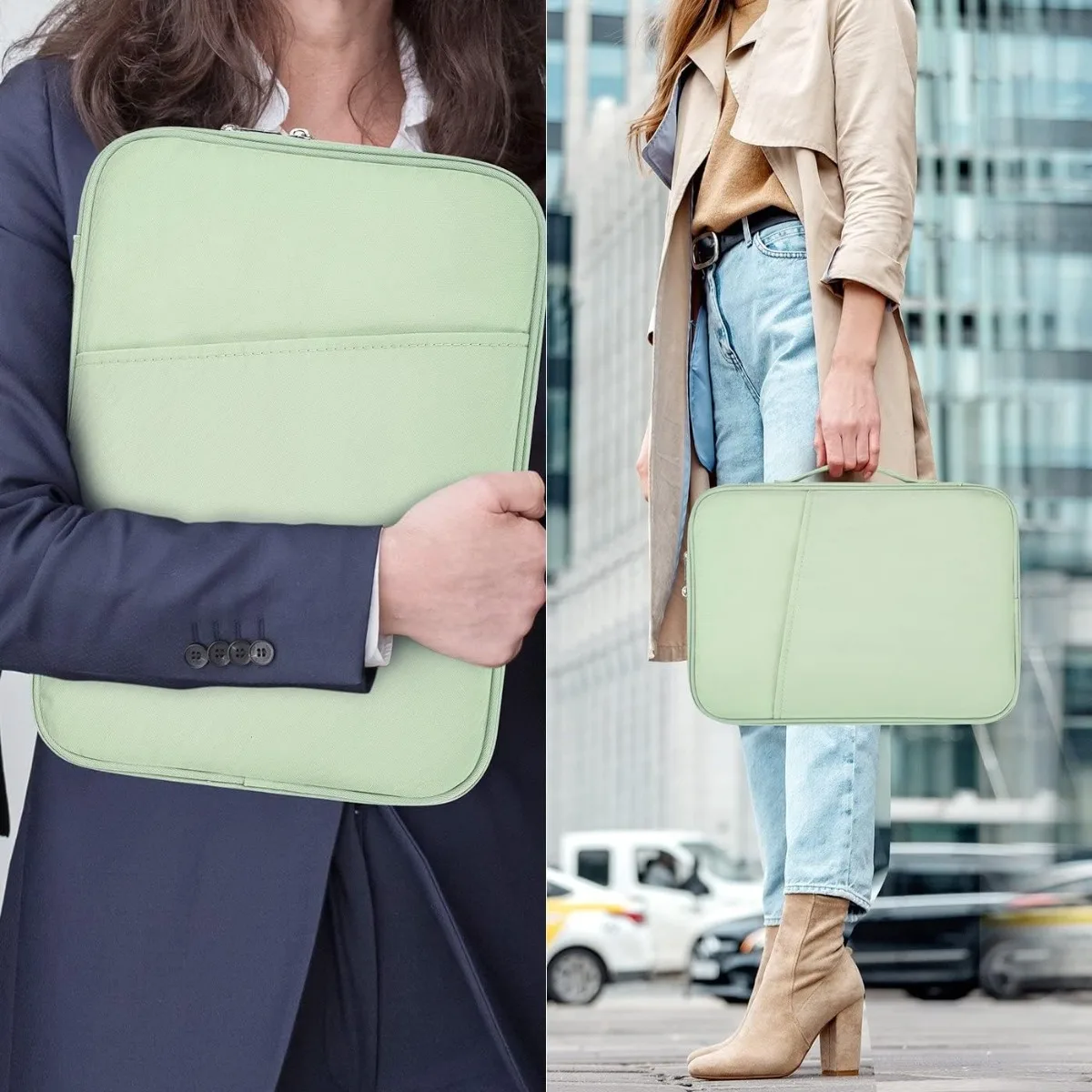iPad Pro 12.9 Sleeve, กระเป๋าใส่แท็บเล็ตสําหรับเดินทาง for13 นิ้ว iPad Pro M4 2024 และ iPad Air M2 พร้อม Magic/Smart Keyboard, สีเขียว