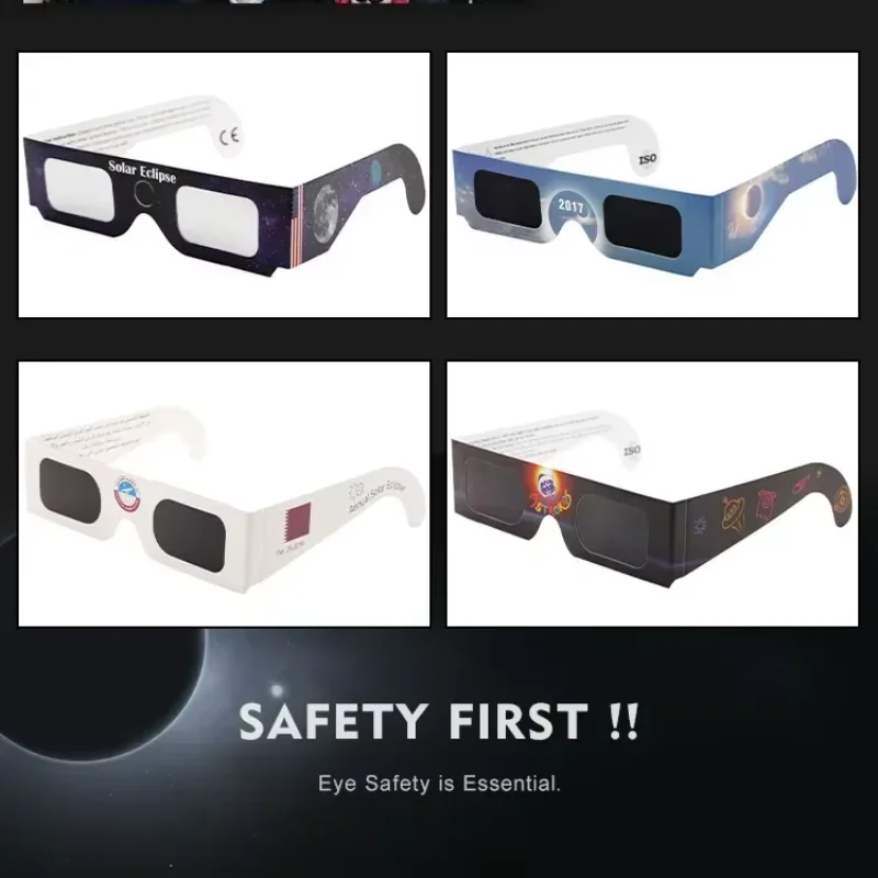 European Total Solar Eclipse 2026 Glasses Disposable Paper 0.05mm PET Lens Safe Anti UV Sun Viewing Eyewear For Outdoor Fun