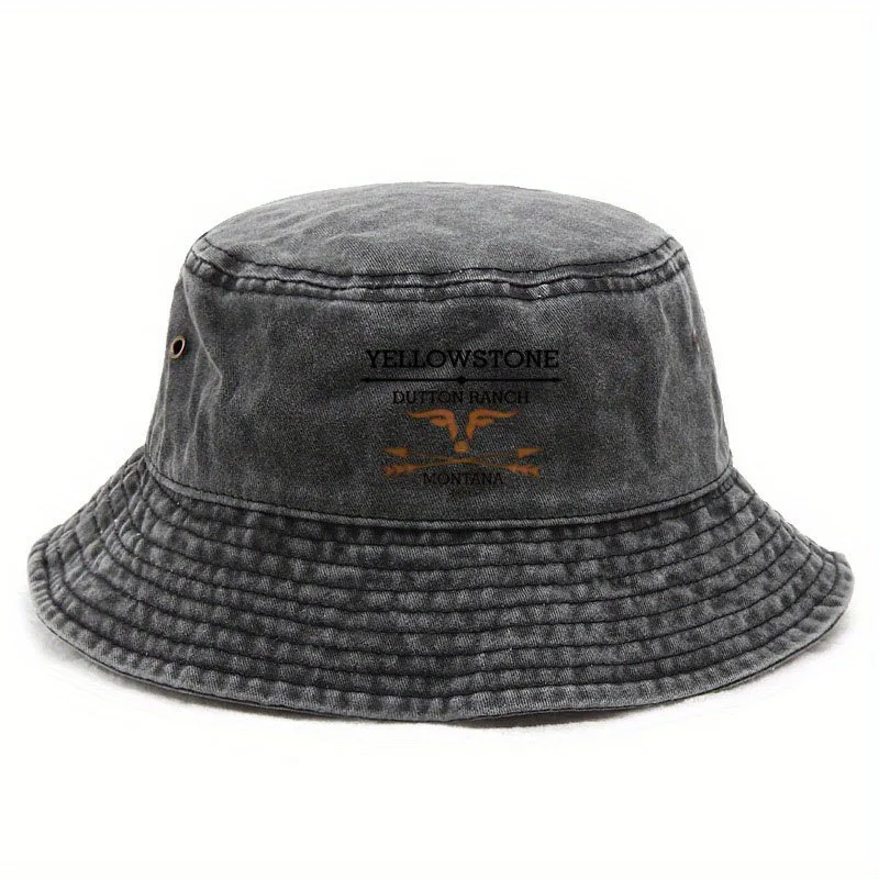 Unisex Printed Yellowstone Pattern Wide-brimmed Bucket Hat, Summer Outdoor Breathable Casual Hat, Adjustable Size, Leisure Style