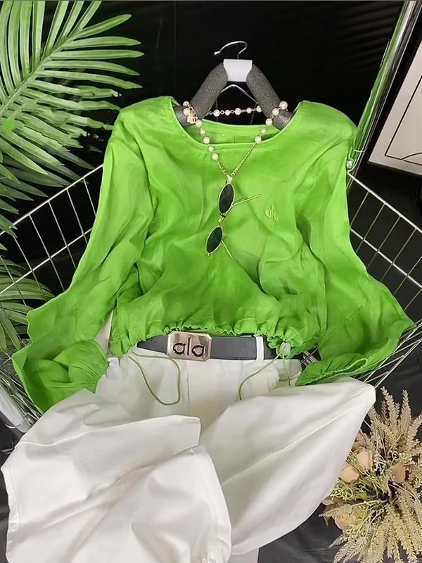 

Green Comfortable Loose Fashionable Top UV Protection Anti-Aging Summer Trendy Shirt Women's plus Size Casual Wear T-shirt