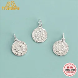 Trustdavis Real 925 Sterling Silver Sweet Sun Round Charm Pendant Handmade DIY Necklace Bracelet Accessories Fine Jewelry DZ653