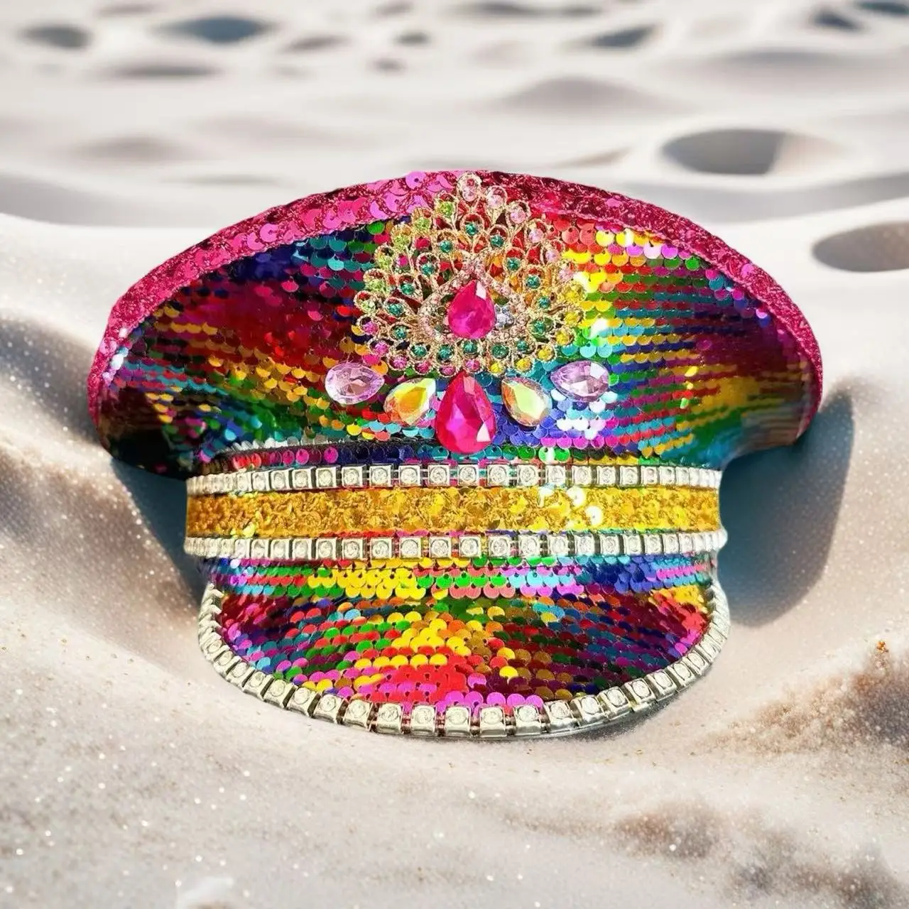 Luksusowe kapelusze kapitańskie HongLuan z dżetami na festiwal Burning Man, damski kapelusz na Halloween, kostium dla dorosłych, akcesoria do cosplay dla kobiet