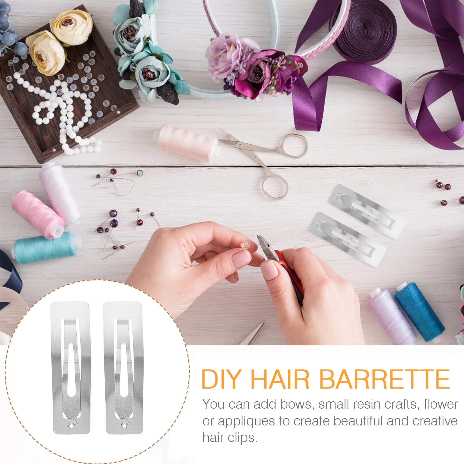

100 Pcs Clip Snap Hair Clips Iron Accessories for DIY Crafts Hairpin Materials Headdress Baby Hair Clip Decorations