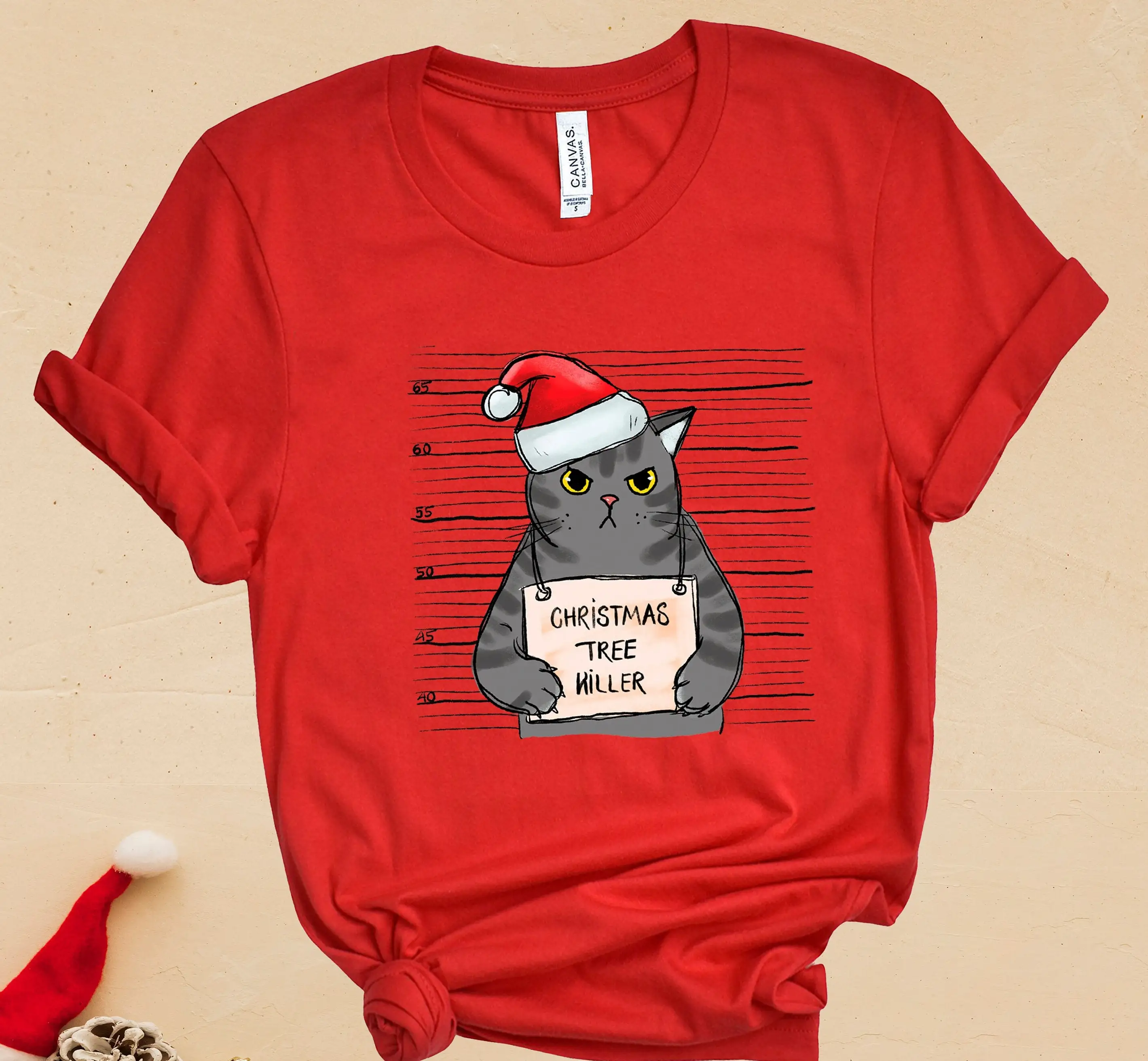 

Christmas Tree Killer T Shirt Funny for Her CaT Lovers Kids