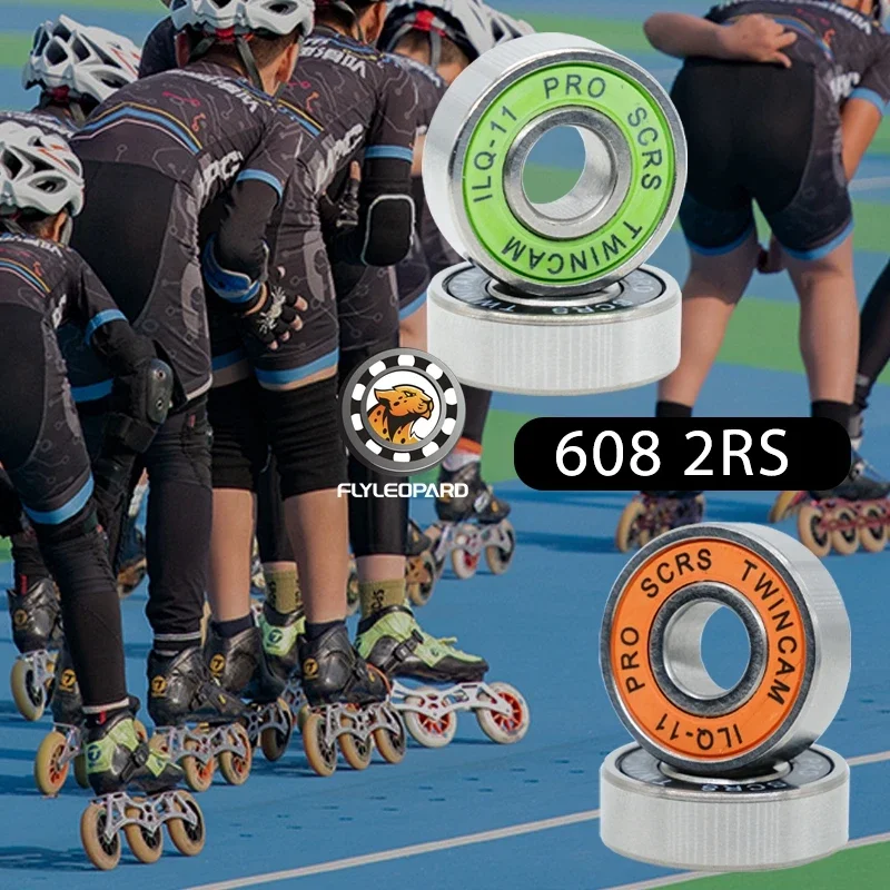 8Pcs Orange Sealed 608RS ILQ-11 8x22x9mm Bearing ABEC-9 Durable Less Friction Steel Bearings For Skateboard Inline Skates Wheels