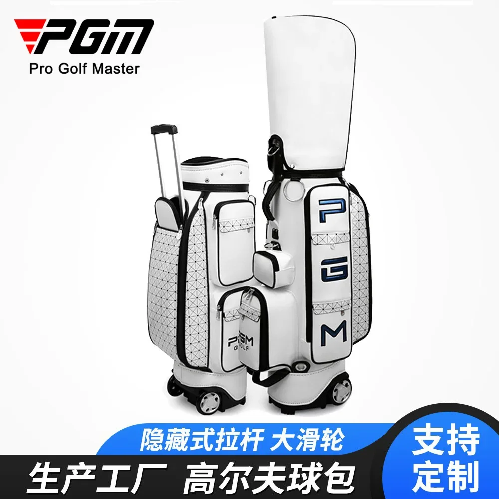 

Pgm Retractable Golf Aviation Bag Portable Pu Leather Golf Standard Bag Golf Large Capacity Travel Package With Wheels new