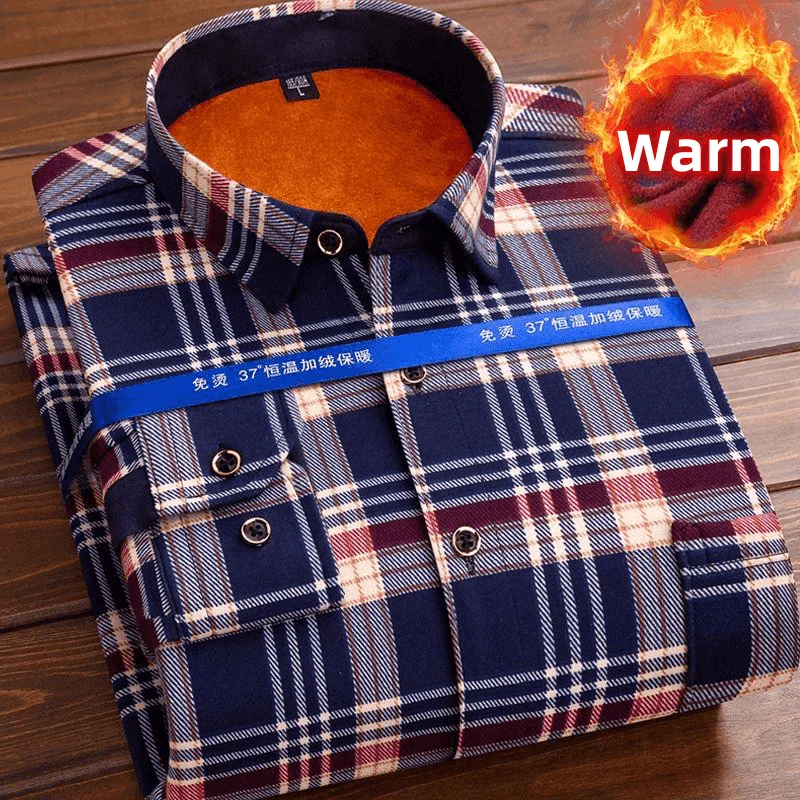 Autumn Winter New Casual Men\'s Fashion Long Sleeve Plaid Shirt Thick Warm Men\'s Casual High Quality Soft Large Size Shirt L-4XL