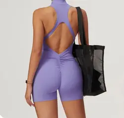 Women's 2024 New Spicy Girl Bodysuit Zipper Waist Stretch Sexy Hip Up Exercise Yoga Fitness Suit
