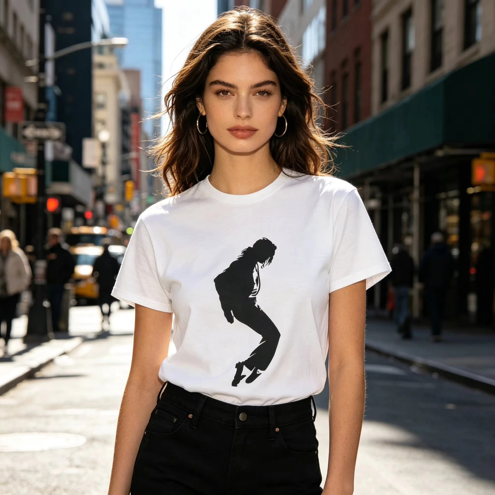 Hip Pop Michael Jackson Moonwalk Silhouette Cotton T-Shirt | Retro Pop Music Icon Summer Streetwear Tee Women Men T Shirts