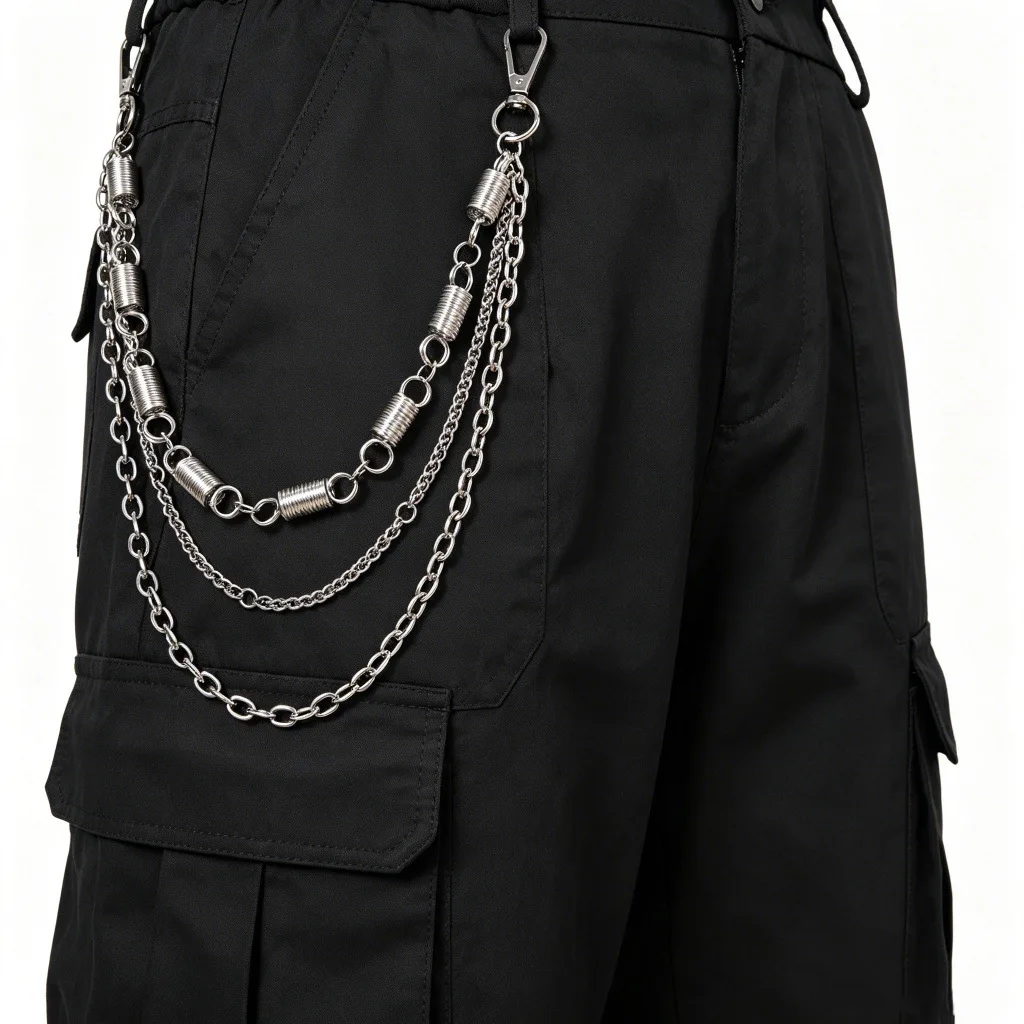 layer hip pop long bike spring lnik chain jean trouses biker pants chain street dance decor lobster claw clip EDC gift