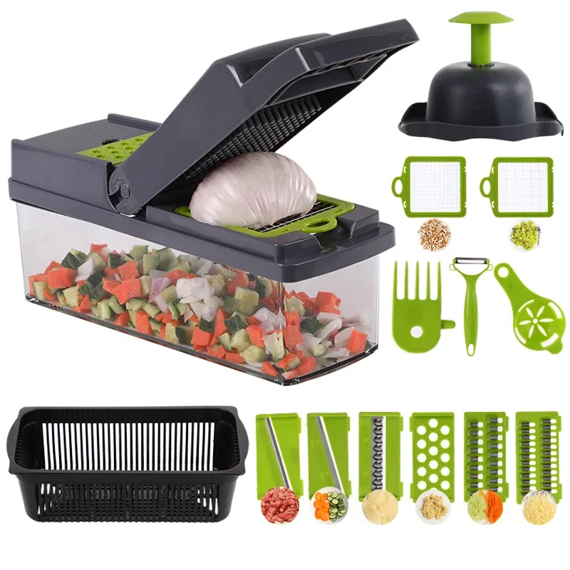 

Multifunctional Vegetable Cutter Shredders Slicer with Basket Fruit Potato Chopper Carrot Grater Slicer Kitchen Artifact