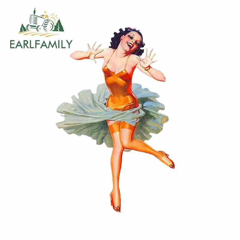 EARLFAMILY 13cm X 8.3cm For Retro And Vintage Clip Art Girl Motorcycle Car Stickers Vinyl Car Wrap Fashion Waterproof Decals