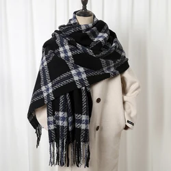 2024 Classic Cashmere Winter Warm Women Plaid Blanket Scarf Thick Pashmina Scarves Luxury Shawls Wraps Long Tassel Bufanda