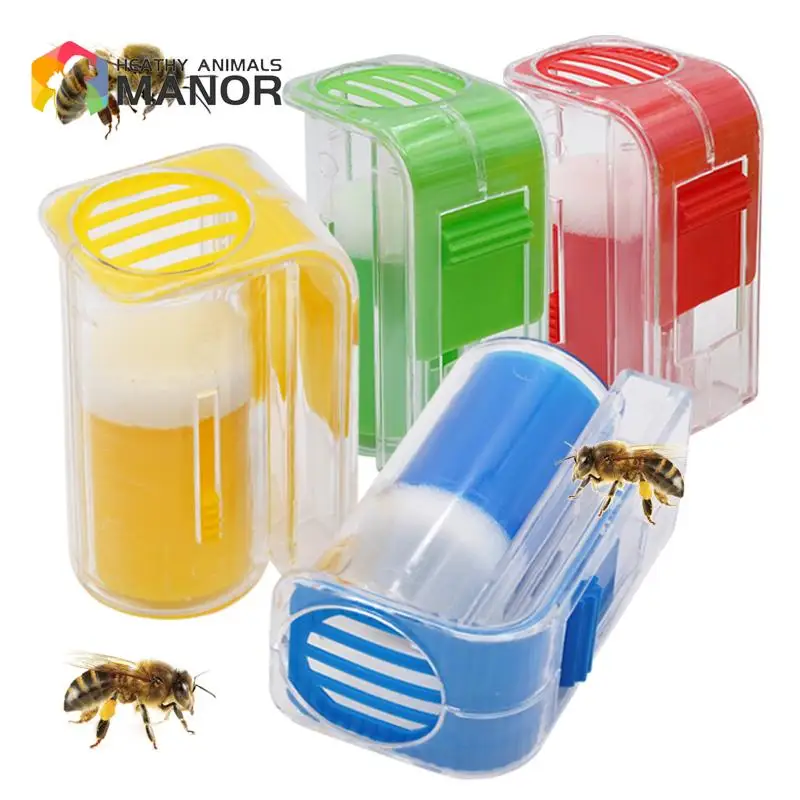 

1Pc Bee Queen Marker Bottle Bee Mark Cage Plastic One Handed Marking Catcher with Plunger Plush Garden Beekeeping Supplies