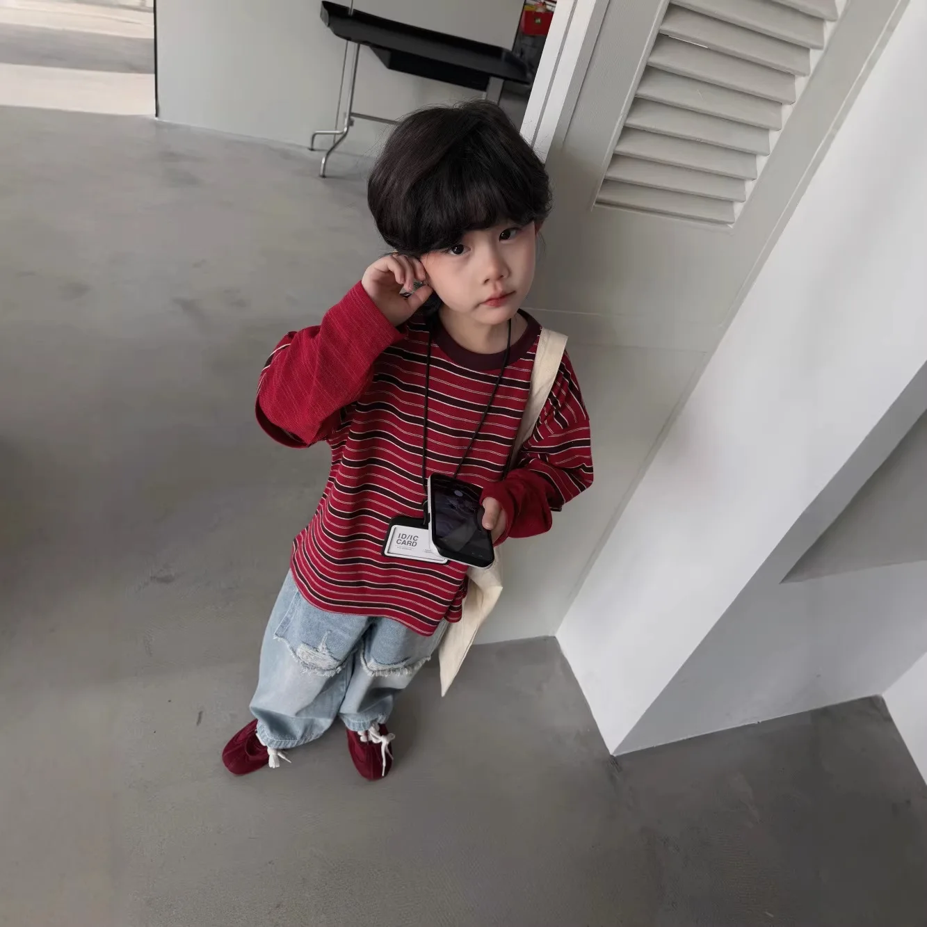 Children Clothing Boys Korean Style Pullover 2026 Spring Autumn New Boys Striped Casual T Shirt Fashion Loose Long Sleeved Top - view 2