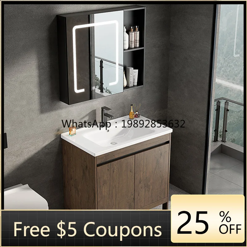 

HYS aluminum alloy bathroom cabinet combination sanitary ceramic washbasin floor-standing washbasin