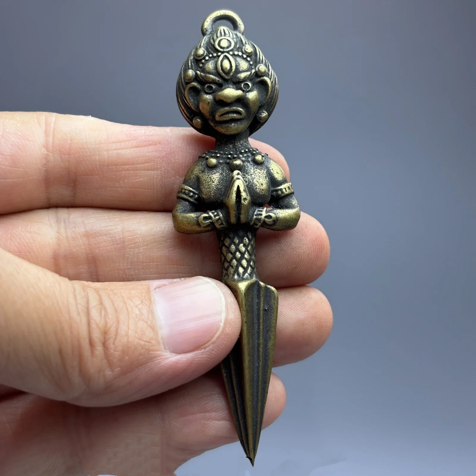 

3.2'' Old Tibet Copper Bronze Mahakala Dorje Vajra Phurba Faqi