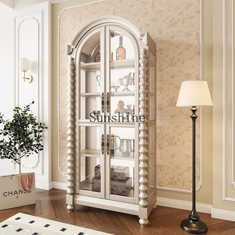 

American all-solid wood wine cabinet household living room large-capacity locker FT