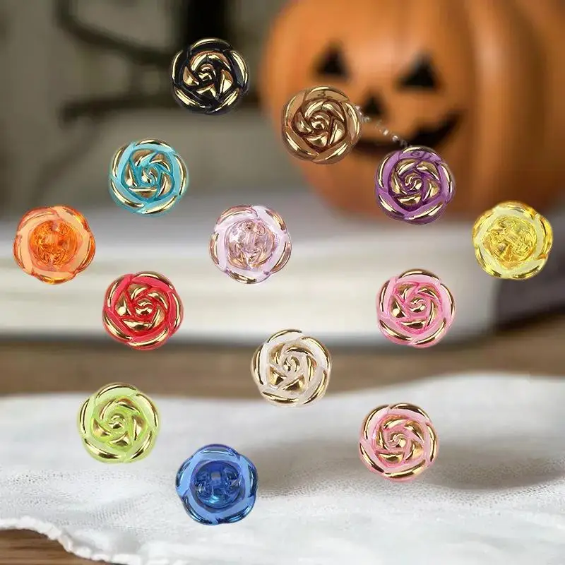 30 قطعة من أزرار الأكريليك المتينة بتصميم الورد لصناعة الملابس #4