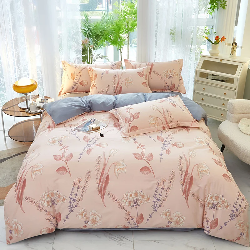 

100% Cotton Floral Duvet Cover Set 3 Piece Reversible Comforter Cover Botanical Fresh Flowers Print Bedding Set with Pillowcases