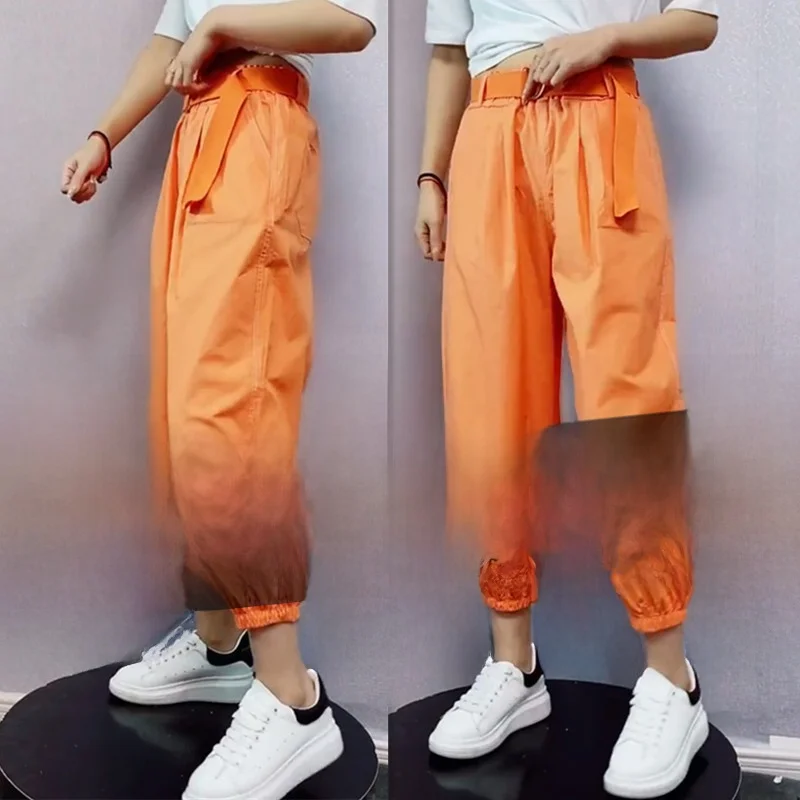 Women's Loose High Waist Harlan Pants Autumn Thin Casual Lantern Pants Eighteen Wide Leg Cuffed Trousers Fashionable All-Match
