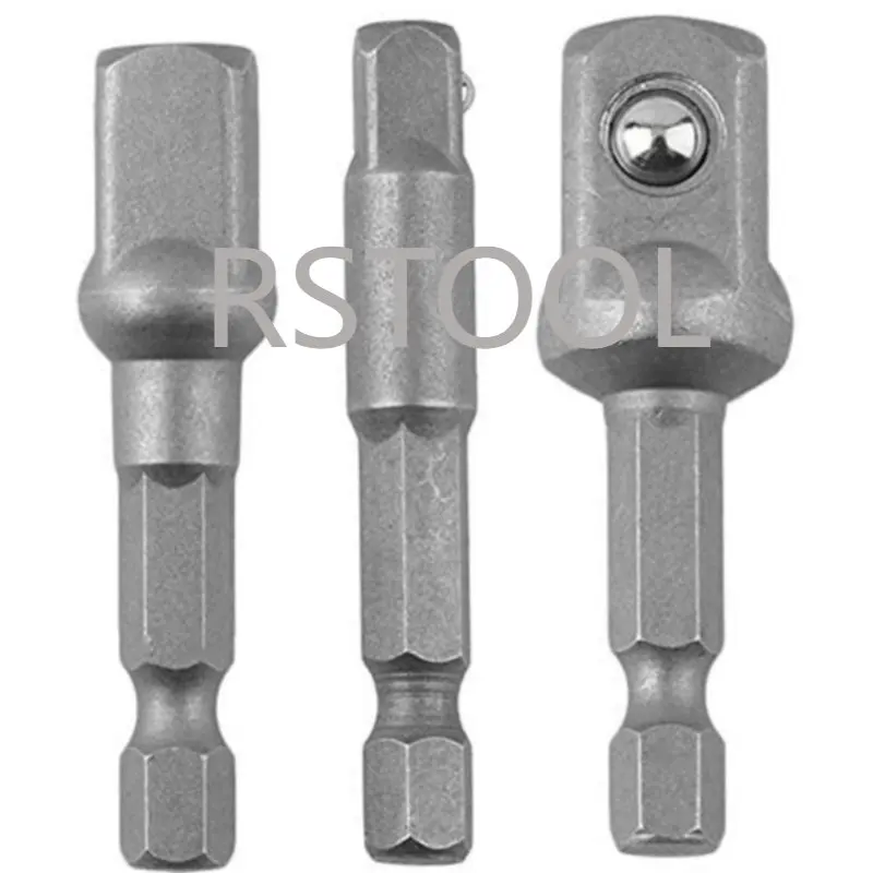 Juego de 3 piezas de 1/4 ", 3/8", 1/2 ", adaptador de enchufe de grado de impacto, adaptador de vástago hexagonal, juego de brocas de extensión de potencia para taladro