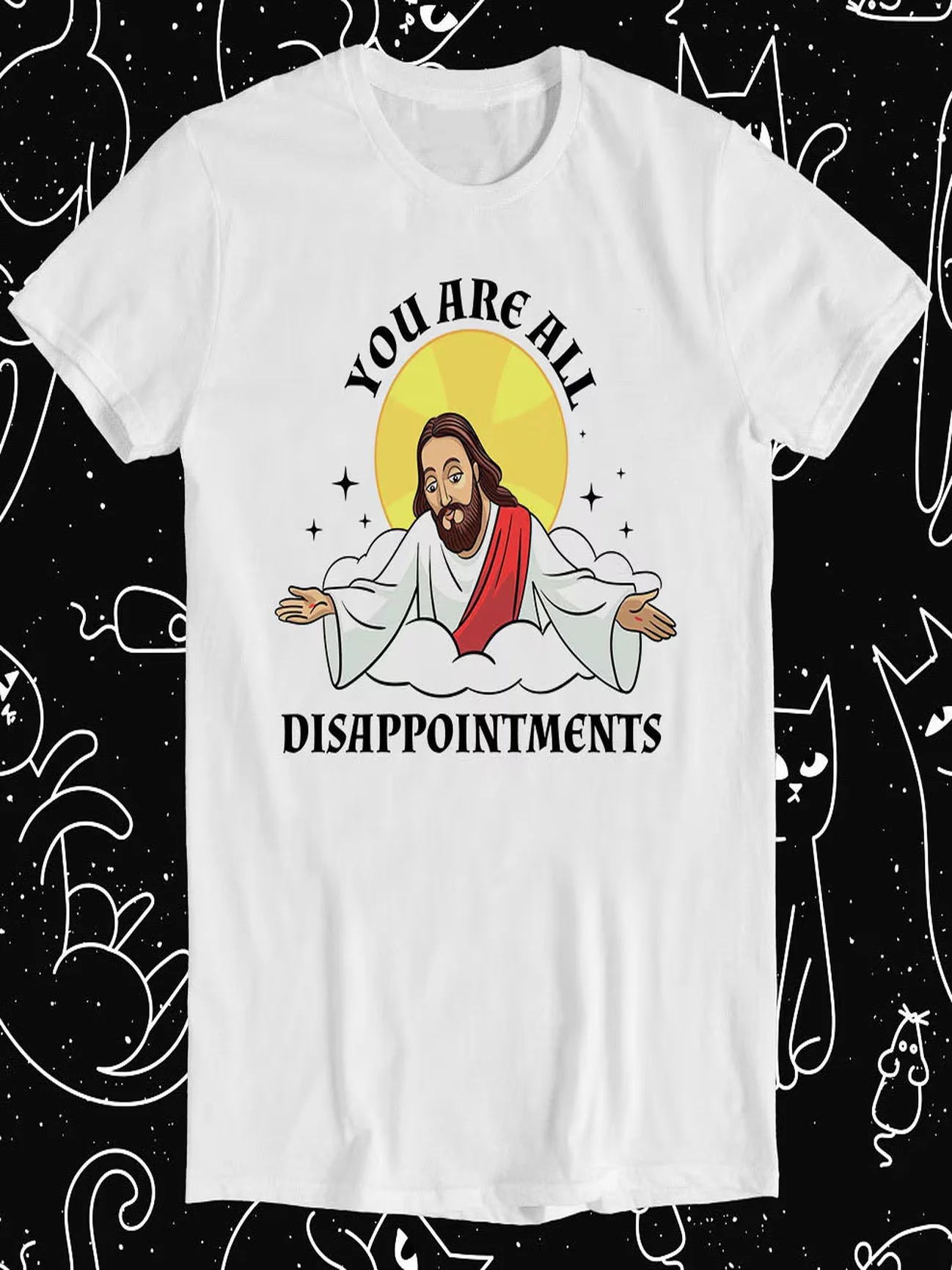 T-shirt humoristique rétro chrétien avec le meme Jésus-Christ « Vous êtes tous des déceptions »
