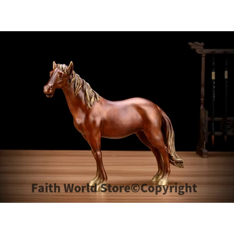 32 LARGE-BEST present Business TOP COOL office success efficacious Talisman Money Drawing RETRO HORSE bronze Hand sculpture