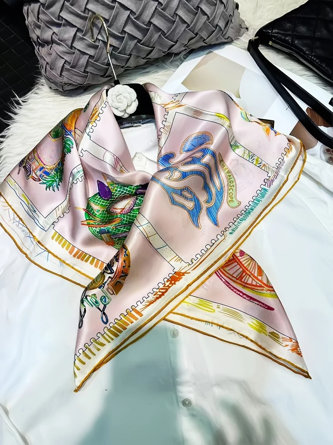 BYSIFA|New 100% Silk Scarf Shawl Spring Fashion Horse Design Square Scarves Winter Brand Pure Silk Scarf Pink And Blue Foulard
