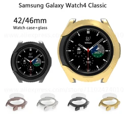 Case+glass 2in1 Watch Case for Samsung Galaxy Watch4 or 6  Classic 42/46 43/47mm PC protection cover for Watch 4 Classic 42 46mm