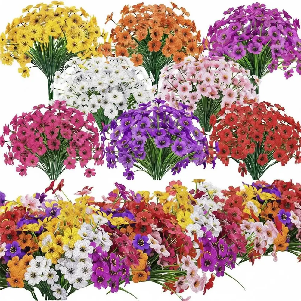 

24 Pack Artificial UV-Resistant Flowers for Outdoor Planters, Ideal for Spring, Weddings, and Home Garden Decor