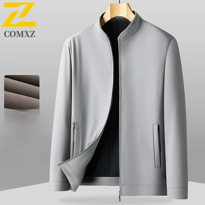 COMXZ Jacket Men Leisure Stand Collar Business Working Coat Lightweight Comfortable Stylish Office Daily Wear Autumn Outerwear