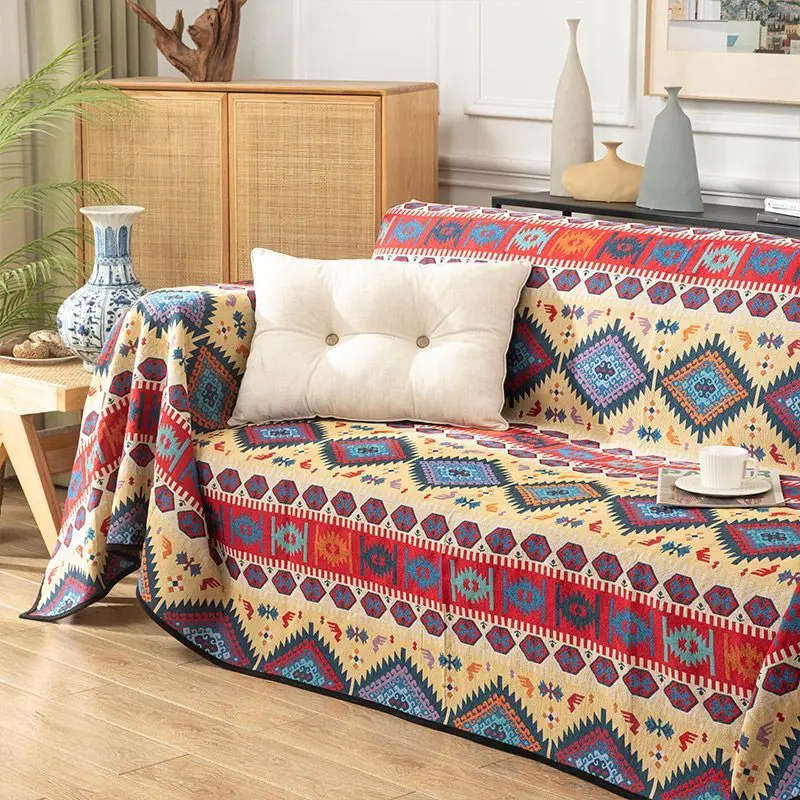 Ethnic Style Fabric Sofa Towel Cover Cloth Full Package Universal Sofa Cover Blanket Sofa Cushion All Season Universal