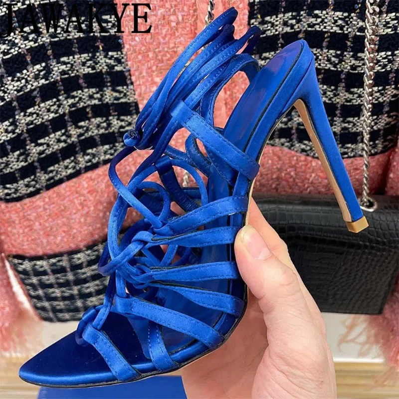 

Sexy Open Toe Gladiator Strappy Sandals Women Cross Ankle Strap High Heel Shoes Summer Ladies Birdal Wedding Banquet Shoes Women