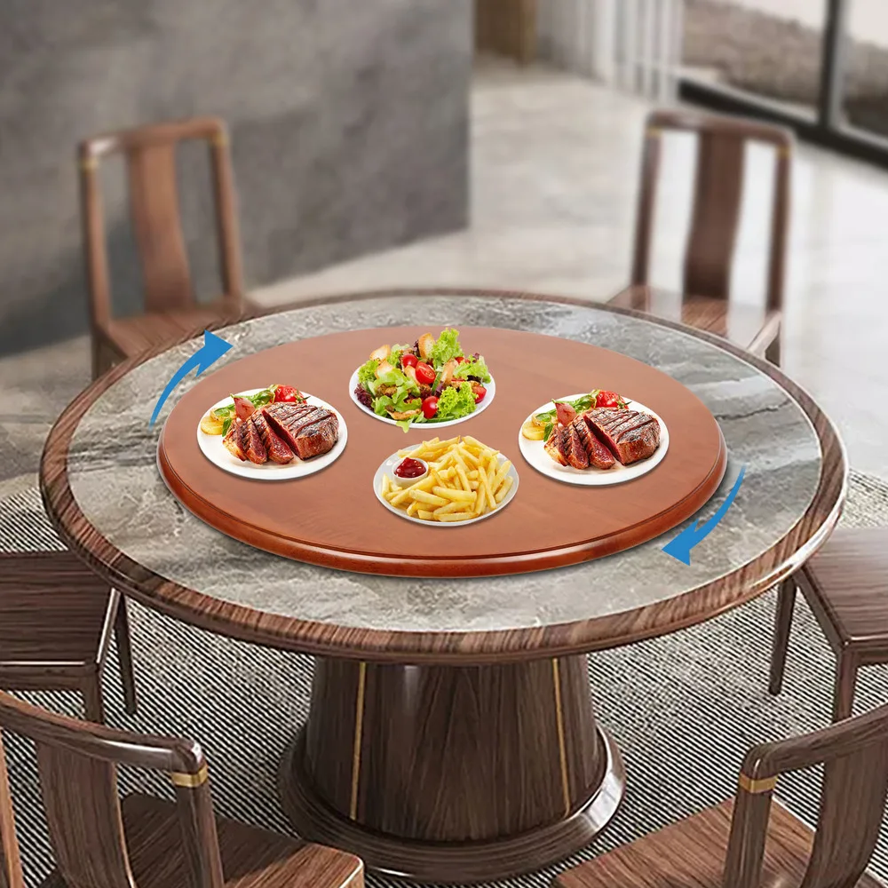 Bymaocar 27.56'' Chinese Turntable Wood Restaurant Desktop Organizer 2 Direction 360° Rotation Installation-free & Easy to Clean