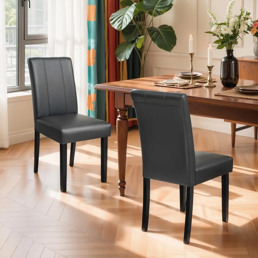 

Dining Chairs Set of 2, Leather Parson Dining Room Chairs, Modern High-End Kitchen Side Chairs for Bedroom, Living Room, Grey