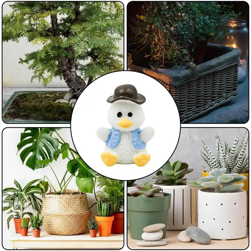 Pequenos patos resina miniatura patos figuras animais vaso ornamento patinhos brinquedo decorações de paisagem para interior ao ar livre