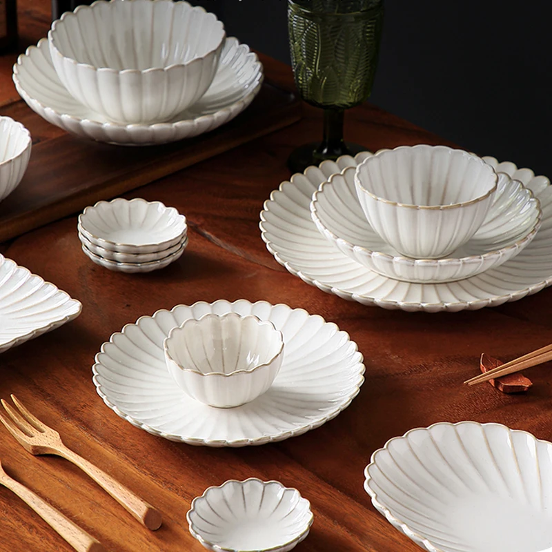 White ceramic tableware Fruit salad dessert plate soup bowl kitchen dish tableware dishes and plates sets  dishes  plate