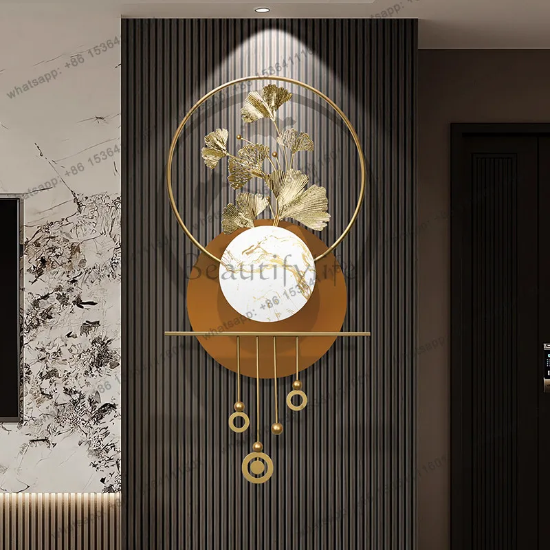 Modern simple entrance iron art creative light luxury ginkgo leaf decorative painting entrance corridor aisle mural