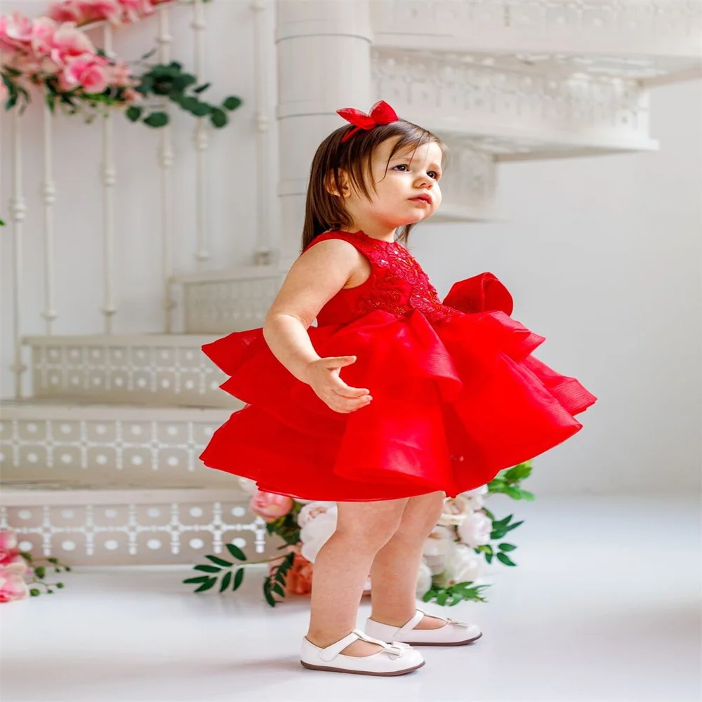 Flower Girl Dresses Red Baby Birthday Tutu 1st Birthday Party Toddler Makeup Princess First Communion Dress